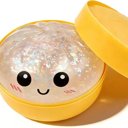 2026 New Stress Relief Glitter Squishy Dumpling Toy | Cute & Fun Squeeze Toy for All Ages | Sensory Autism Gift, Adorable Gyoza Shape，Size3.15*1.97In.