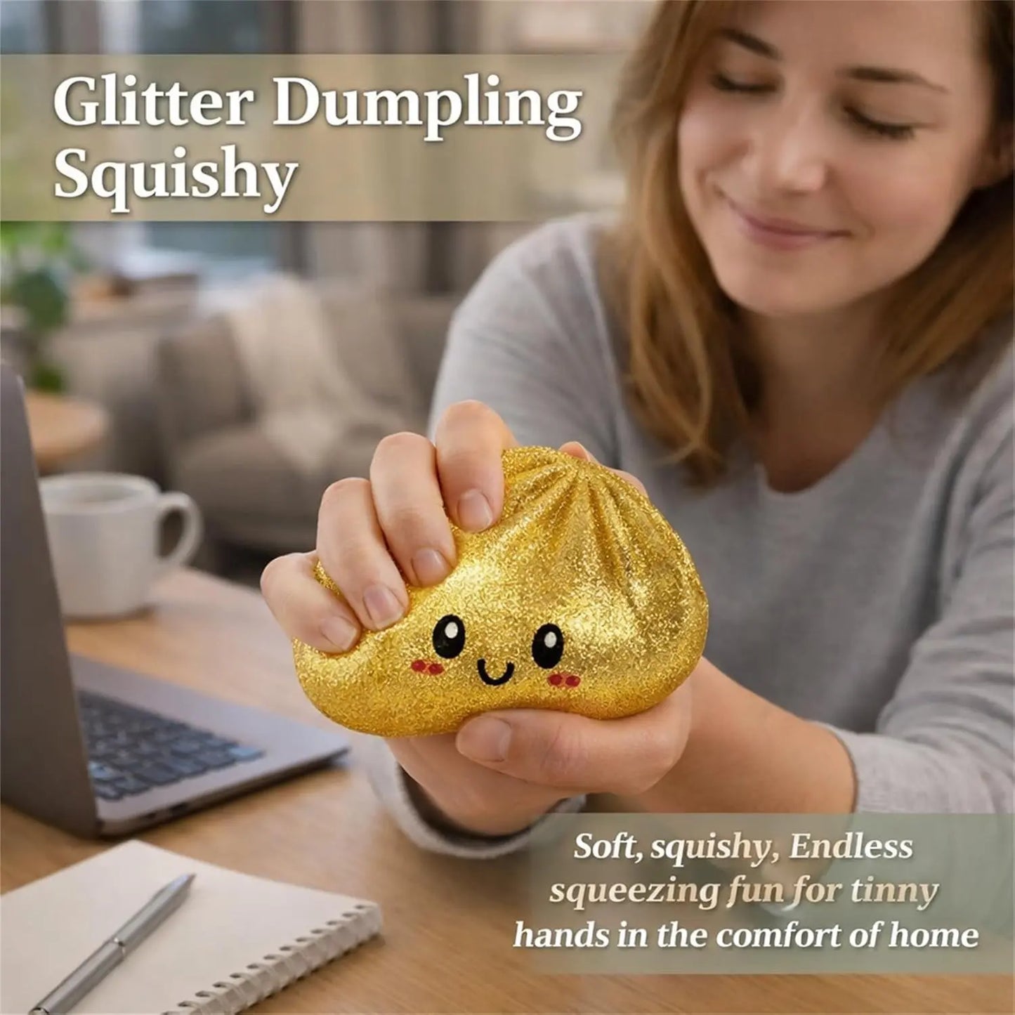 Glitter Dumpling, Glitter Dumpling Squishy with Box, Dumplings Sensory Squeeze Toy for Stress Relief, Stress Relief Fidget, Stress Ball