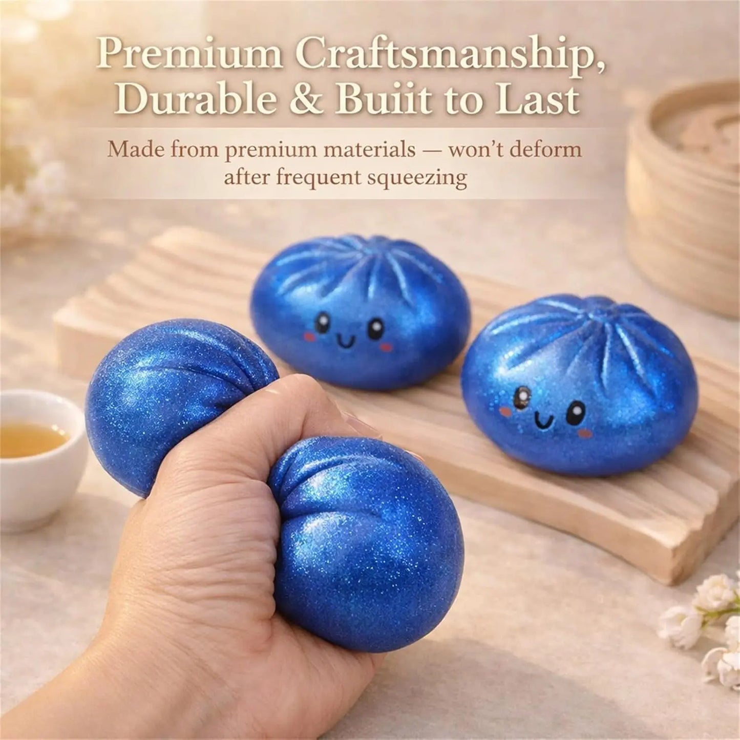 Glitter Dumpling, Glitter Dumpling Squishy with Box, Dumplings Sensory Squeeze Toy for Stress Relief, Stress Relief Fidget, Stress Ball