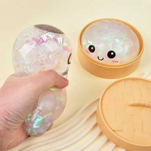 2026 New Stress Relief Glitter Squishy Dumpling Toy | Cute & Fun Squeeze Toy for All Ages | Sensory Autism Gift, Adorable Gyoza Shape