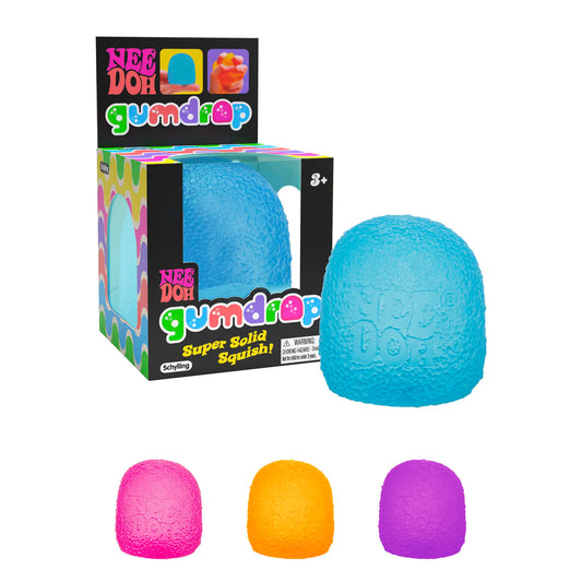 Needoh Gumdrop – Gumdrop-Shaped Sensory Toy with Groovy Squeeze, 4 Assorted Colors (One Random Color)