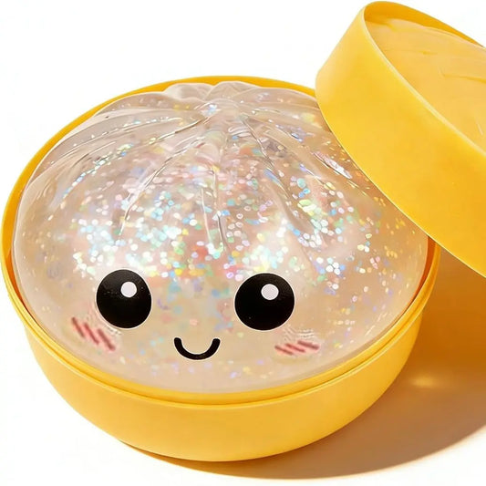2026 New Stress Relief Glitter Squishy Dumpling Toy | Cute & Fun Squeeze Toy for All Ages | Sensory Autism Gift, Adorable Gyoza Shape，Size3.15*1.97In.