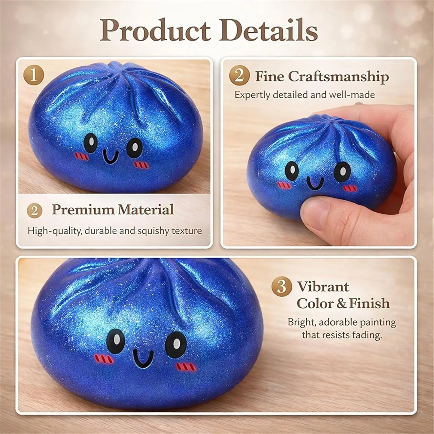 Glitter Dumpling, Glitter Dumpling Squishy with Box, Dumplings Sensory Squeeze Toy for Stress Relief, Stress Relief Fidget, Stress Ball