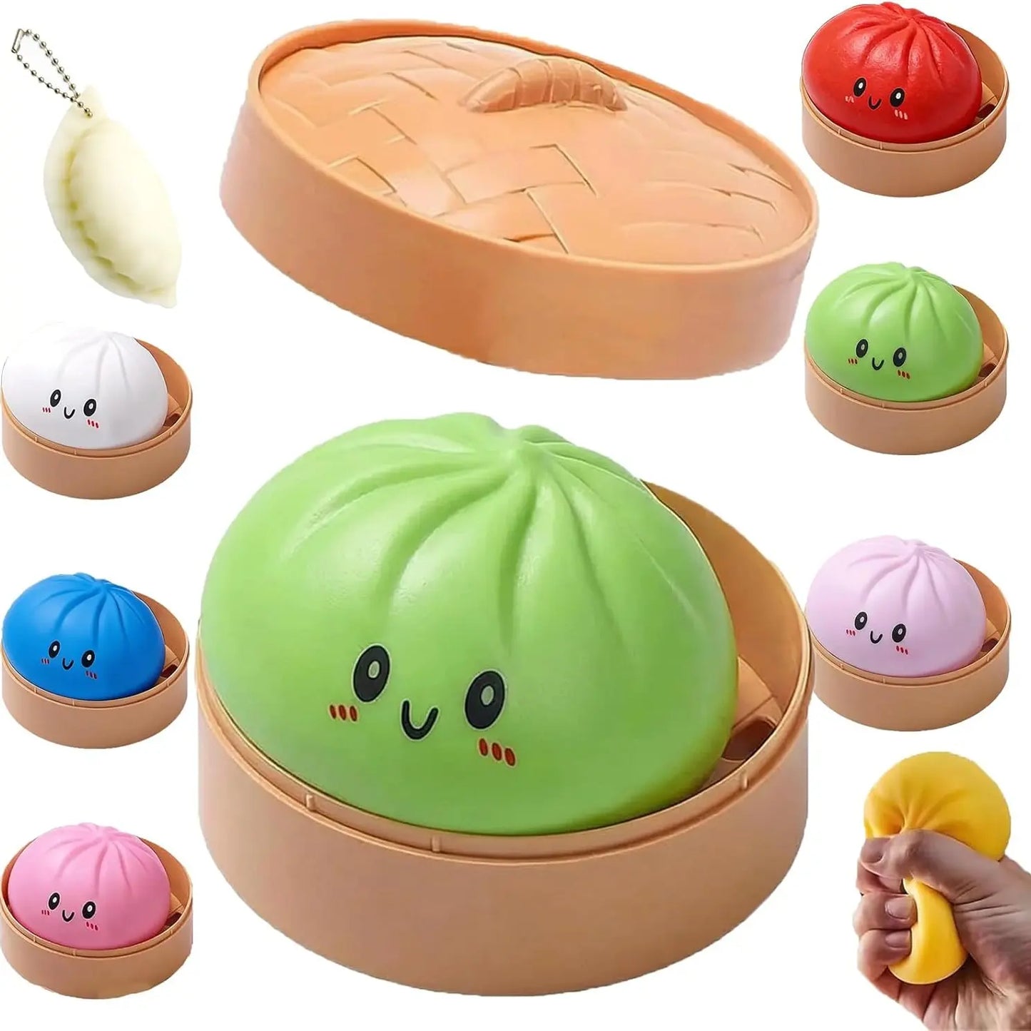 2026 New Stress Relief Glitter Squishy Dumpling Toy | Cute & Fun Squeeze Toy for All Ages | Sensory Autism Gift, Adorable Gyoza Shape，Size3.15*1.97In.