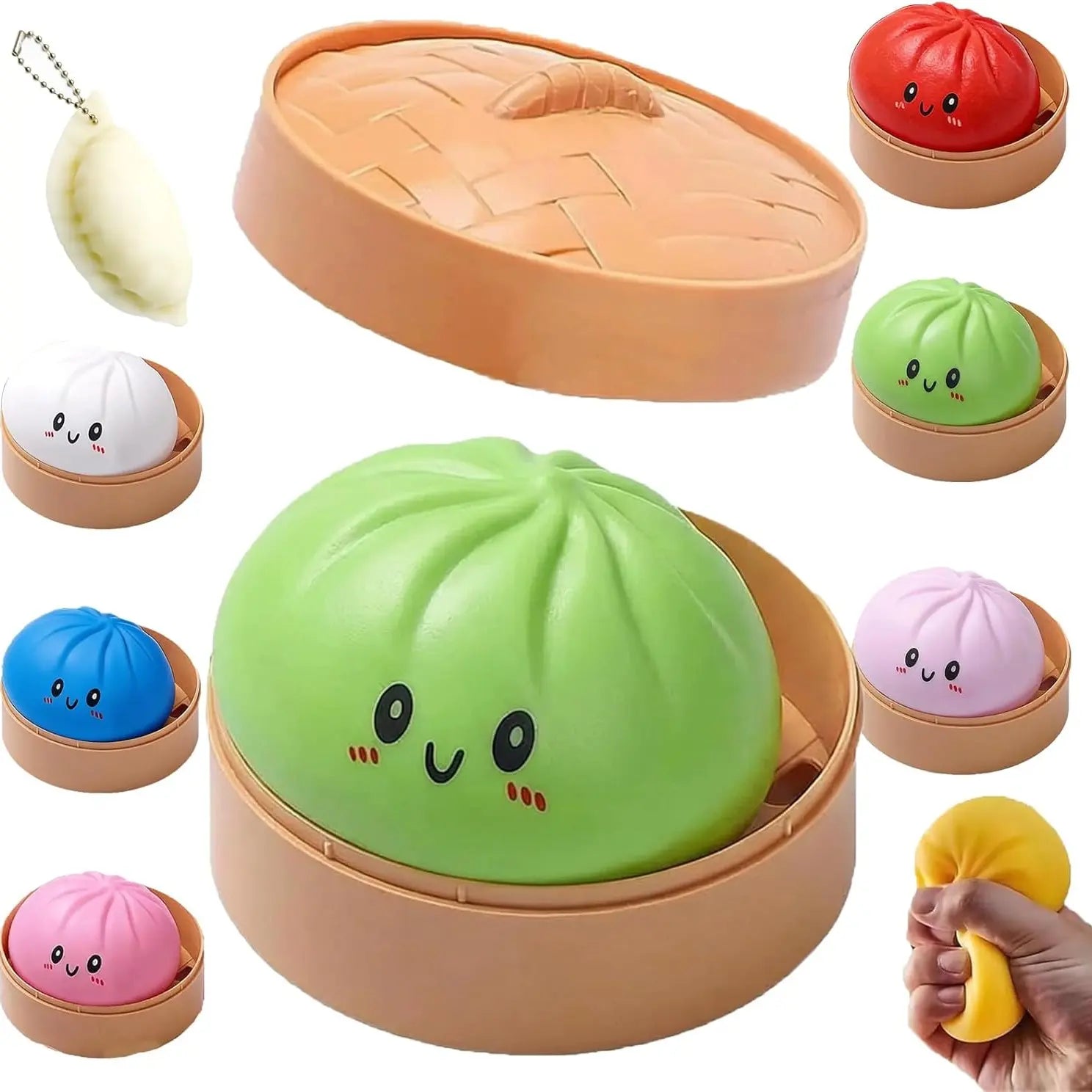 2026 New Stress Relief Glitter Squishy Dumpling Toy | Cute & Fun Squeeze Toy for All Ages | Sensory Autism Gift, Adorable Gyoza Shape，Size3.15*1.97In.