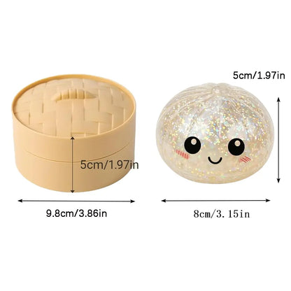 2026 New Stress Relief Glitter Squishy Dumpling Toy | Cute & Fun Squeeze Toy for All Ages | Sensory Autism Gift, Adorable Gyoza Shape，Size3.15*1.97In.
